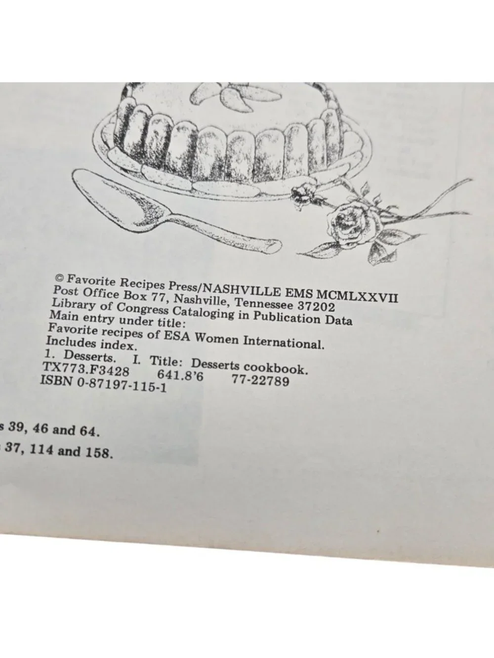 Favorite Recipes Of ESA Women International Desserts Cookbook Spiral Bound 1977